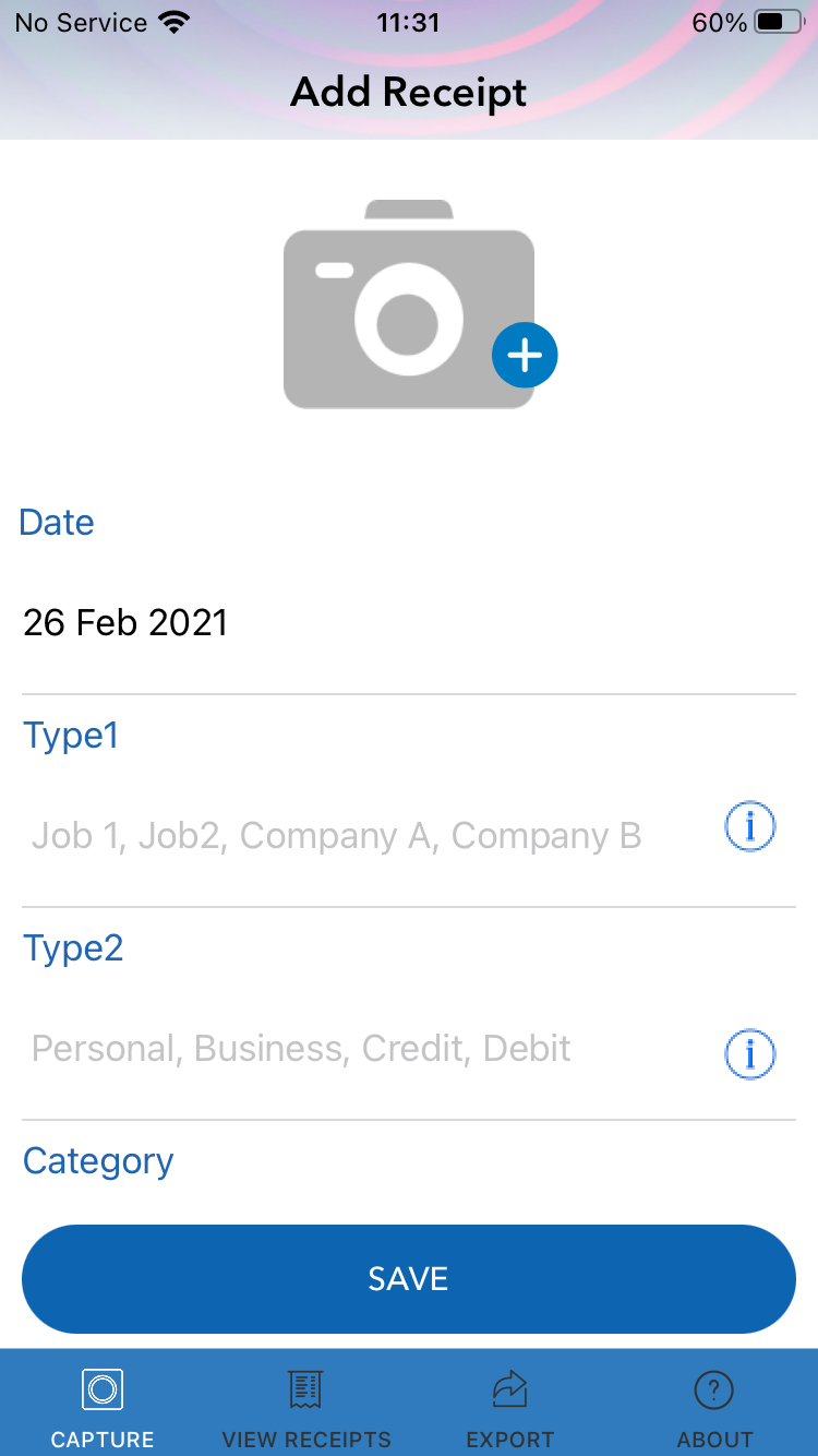 screenshot of Receipt Catcher EVO